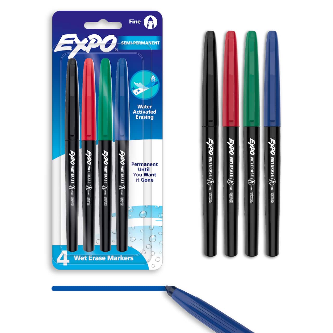 EXPO® 4 Colour Fine Tip Wet Erase Markers